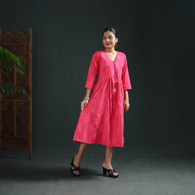 Pochampally Ikat Cotton Flared Long Dress for Women 01