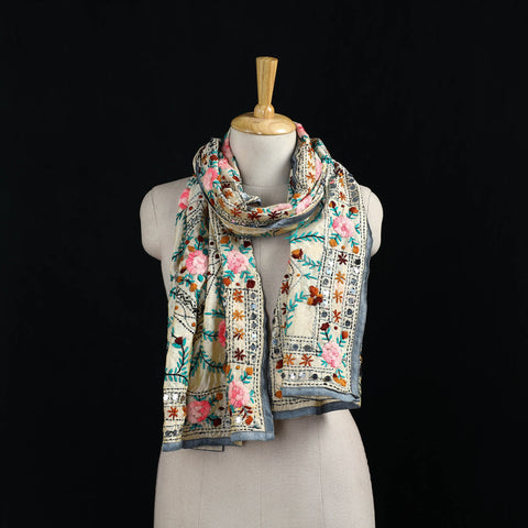 Ranihati Chanderi Silk Hand Embroidered Stole 14