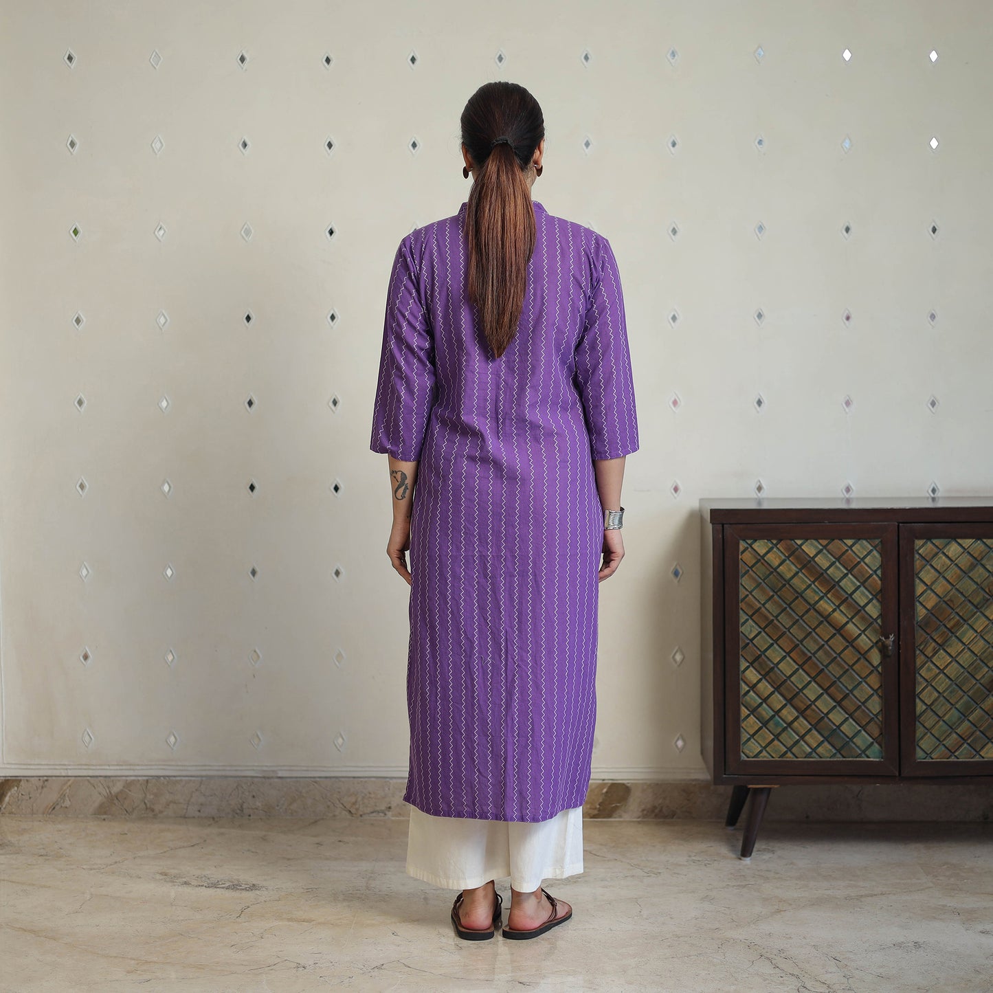 Purple - Jacquard Cotton Straight Kurta 11