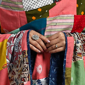 Multicolor - indigo cotton reversible patchwork dupatta 13