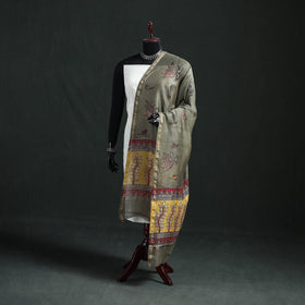 Mata Ni Pachedi Handpainted Natural Dyed Chanderi Silk Handloom Dupatta 27