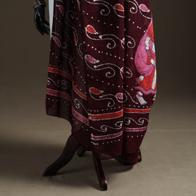 Maroon - hand batik print cotton dupatta 47 - handcrafted