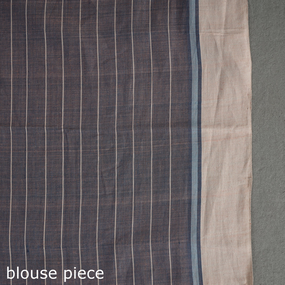 Grey - Pure Handloom Natural Dyed Checks Cotton Saree 20