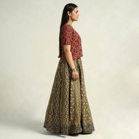 Brown - Kutch Block Printed 24 Kali Cotton Long Skirt 12