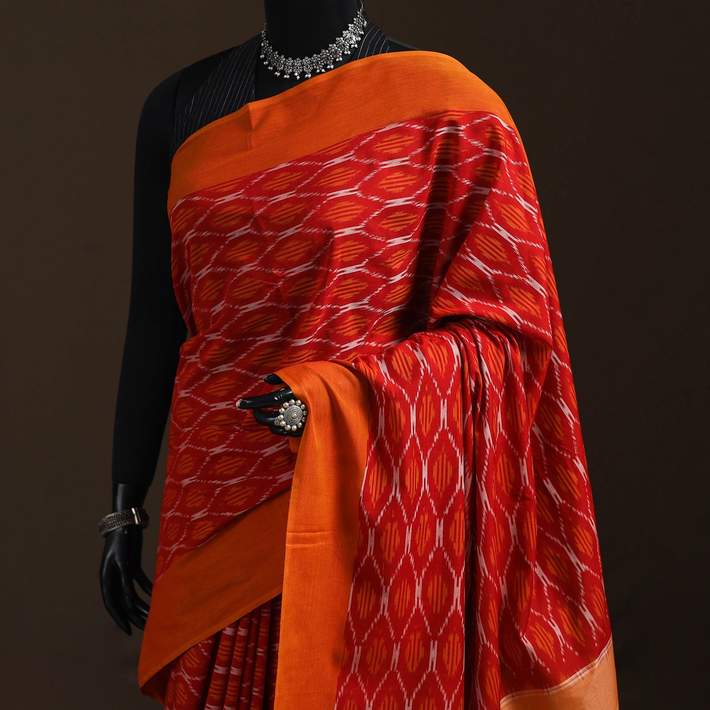 Pochampally Ikat Weave Mercerised Cotton Saree 13