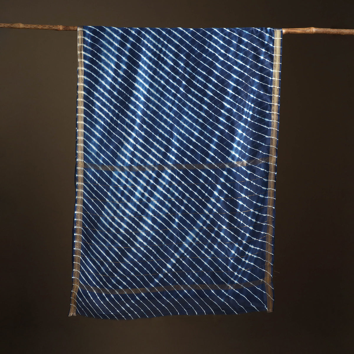 Chanderi Silk Leheriya Tie-Dye Saree with Zari Border 15