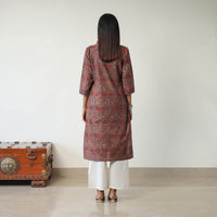 Brown - Block Printed Cotton Straight Ajrakh Kurta 18