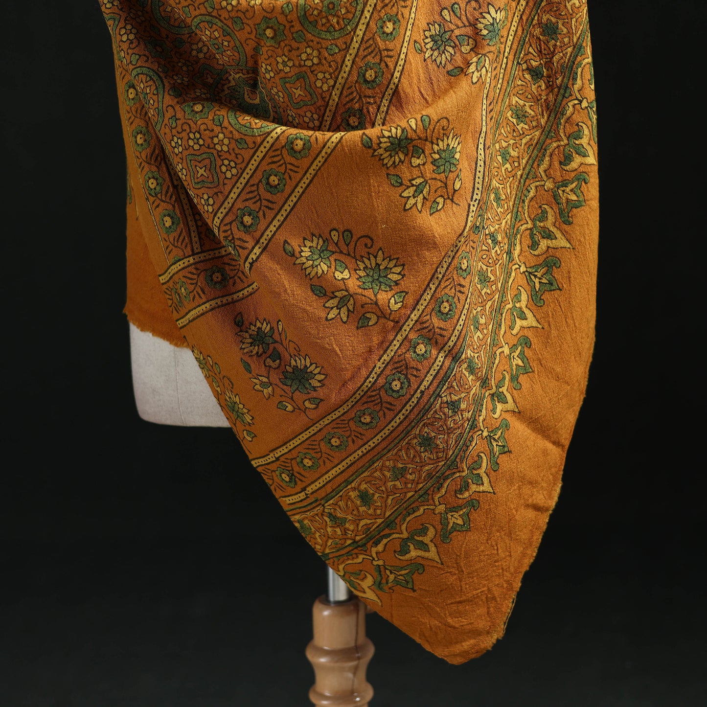 Ajrakh Hand Block Print Natural Dyed Handwoven Acrylic Wool Shawl 32