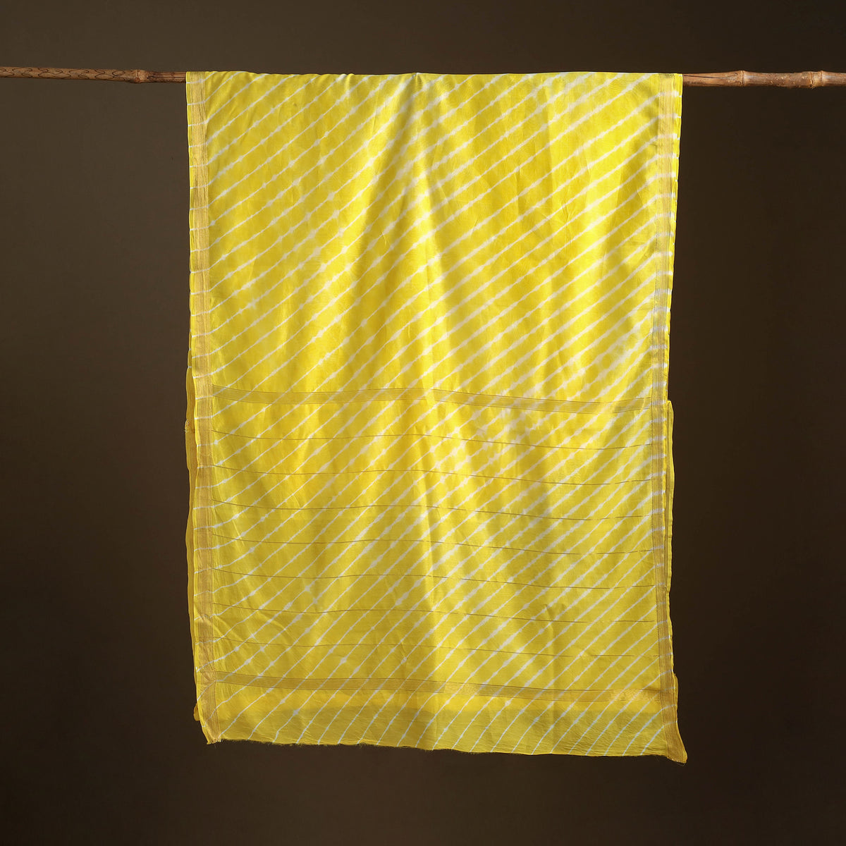 Chanderi Silk Leheriya Tie-Dye Saree with Zari Border 14