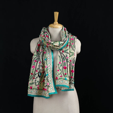 Ranihati Chanderi Silk Hand Embroidered Stole 16