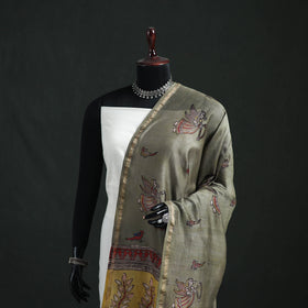 Mata Ni Pachedi Handpainted Natural Dyed Chanderi Silk Handloom Dupatta 27