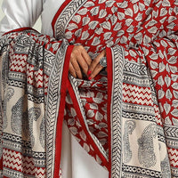 Red - Hand Block Print Cotton Bagh Dupatta 29