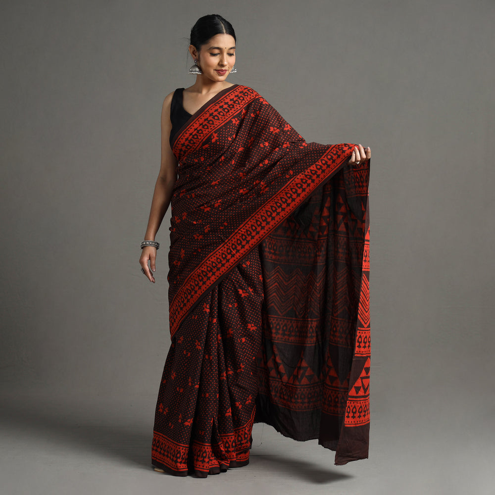 block printed saree