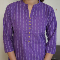 Purple - Jacquard Cotton Straight Kurta 11