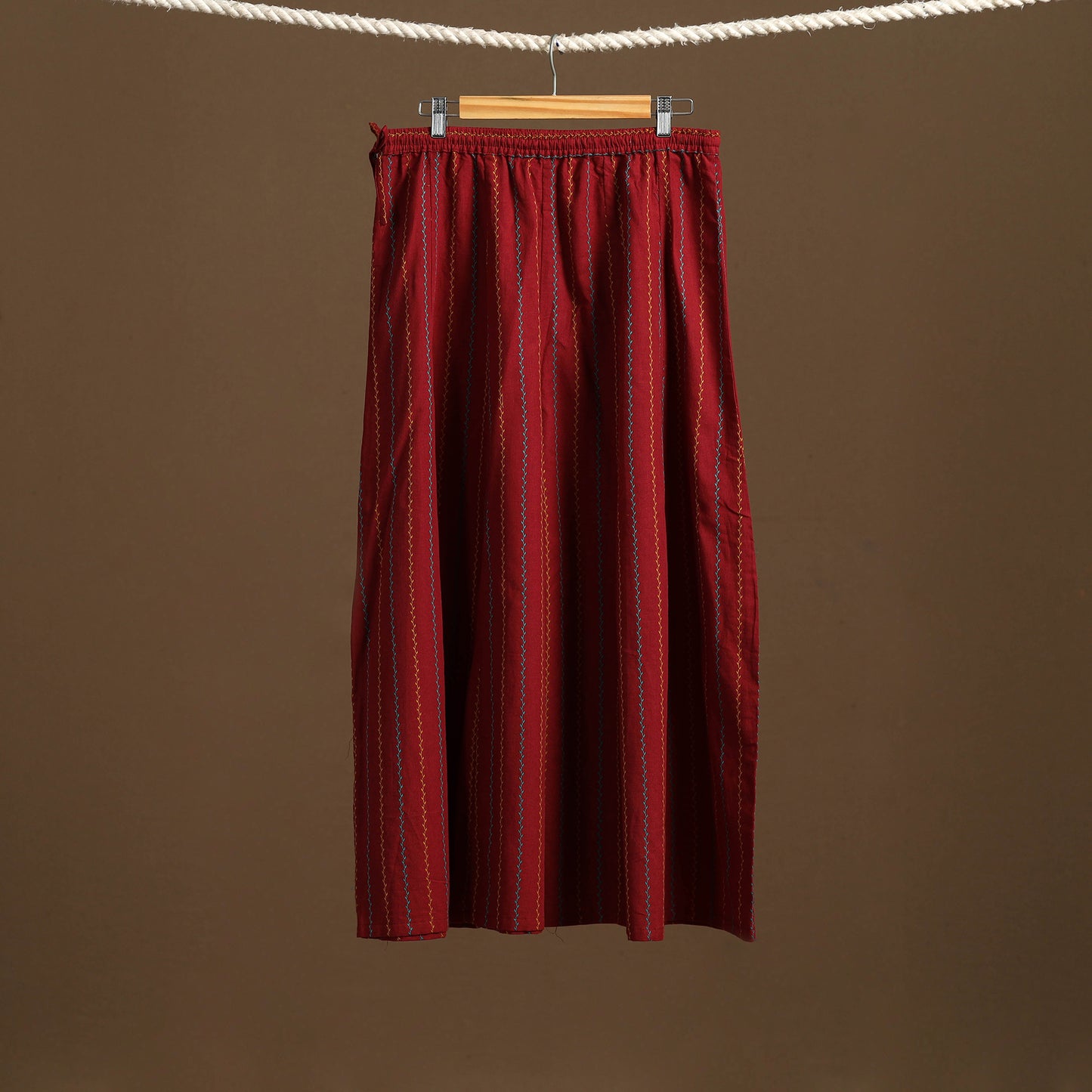 Maroon - cotton flared jacquard weave palazzo 05