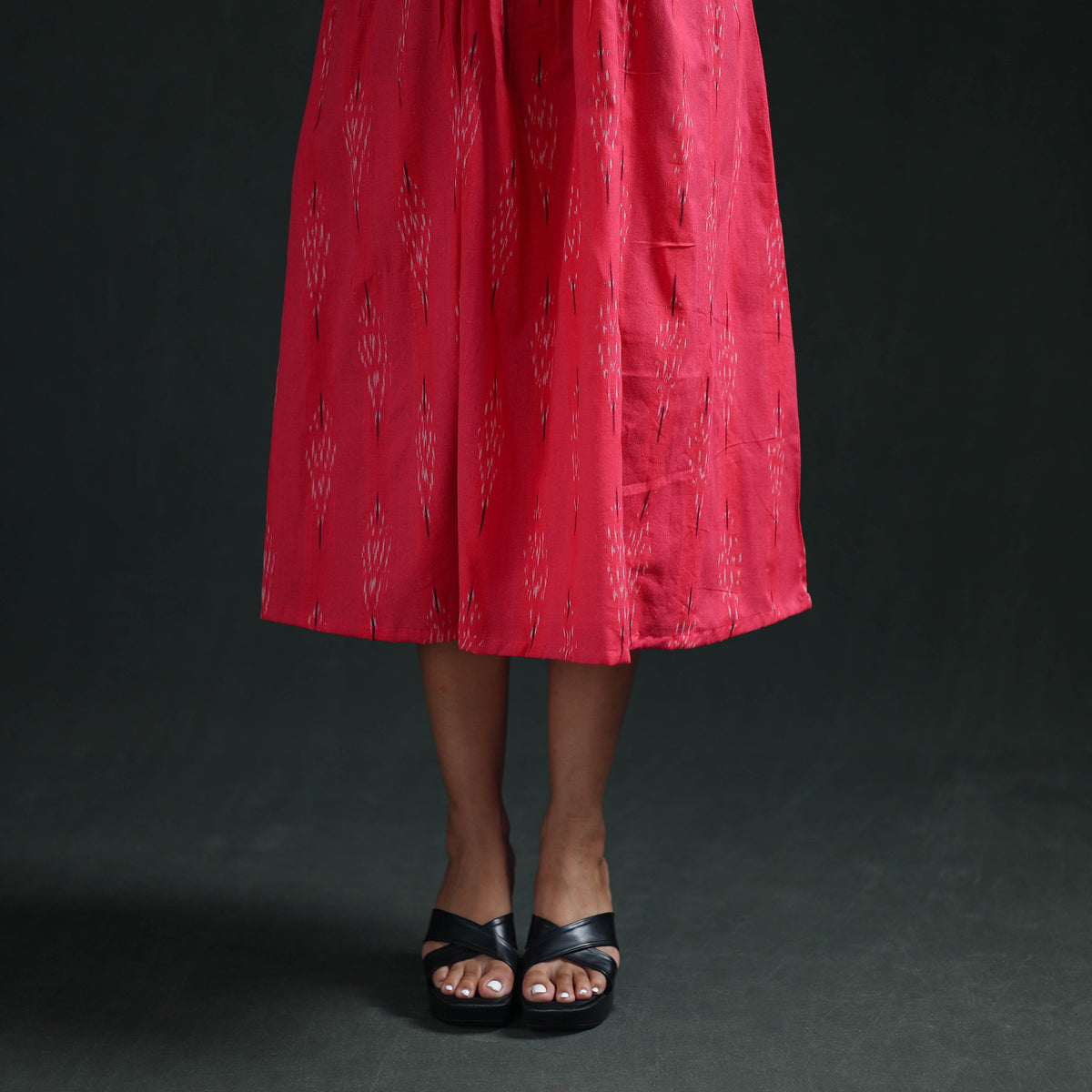 Pochampally Ikat Cotton Flared Long Dress for Women 01