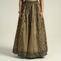 Brown - Kutch Block Printed 24 Kali Cotton Long Skirt 12