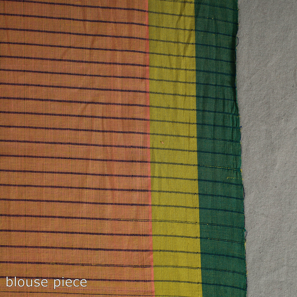 Peach - Stepwell Turned Weft Cotton Handloom Saree 16