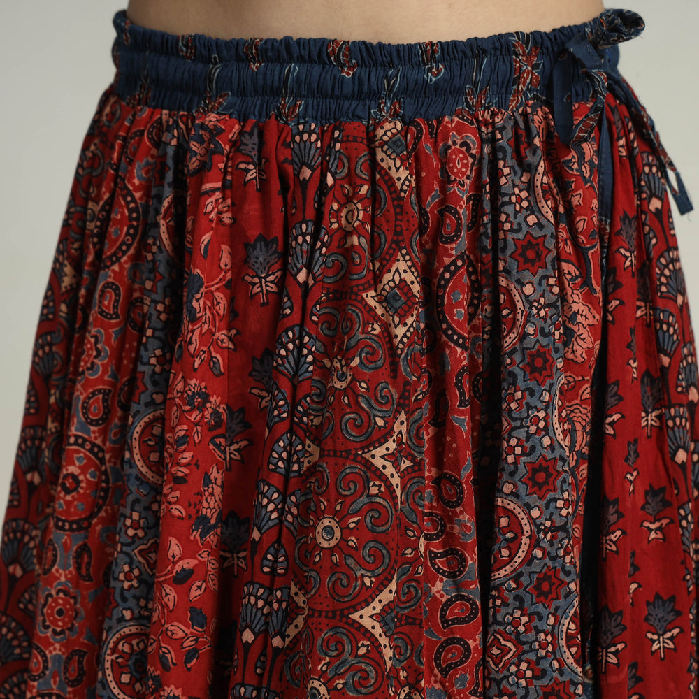 Multicolor - Kutch Block Printed 24 Kali Cotton Long Skirt 23