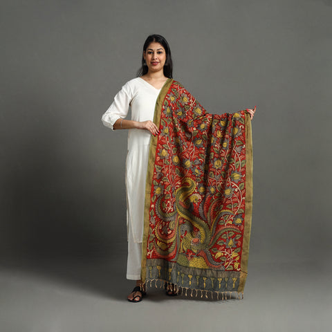 Mangalagiri Cotton Handpainted Pen Work Kalamkari Dupatta 15