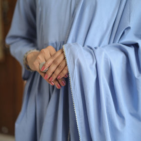 Gulnaaz Grey Cotton Flared Kurta with Palazzo & Dupatta Set