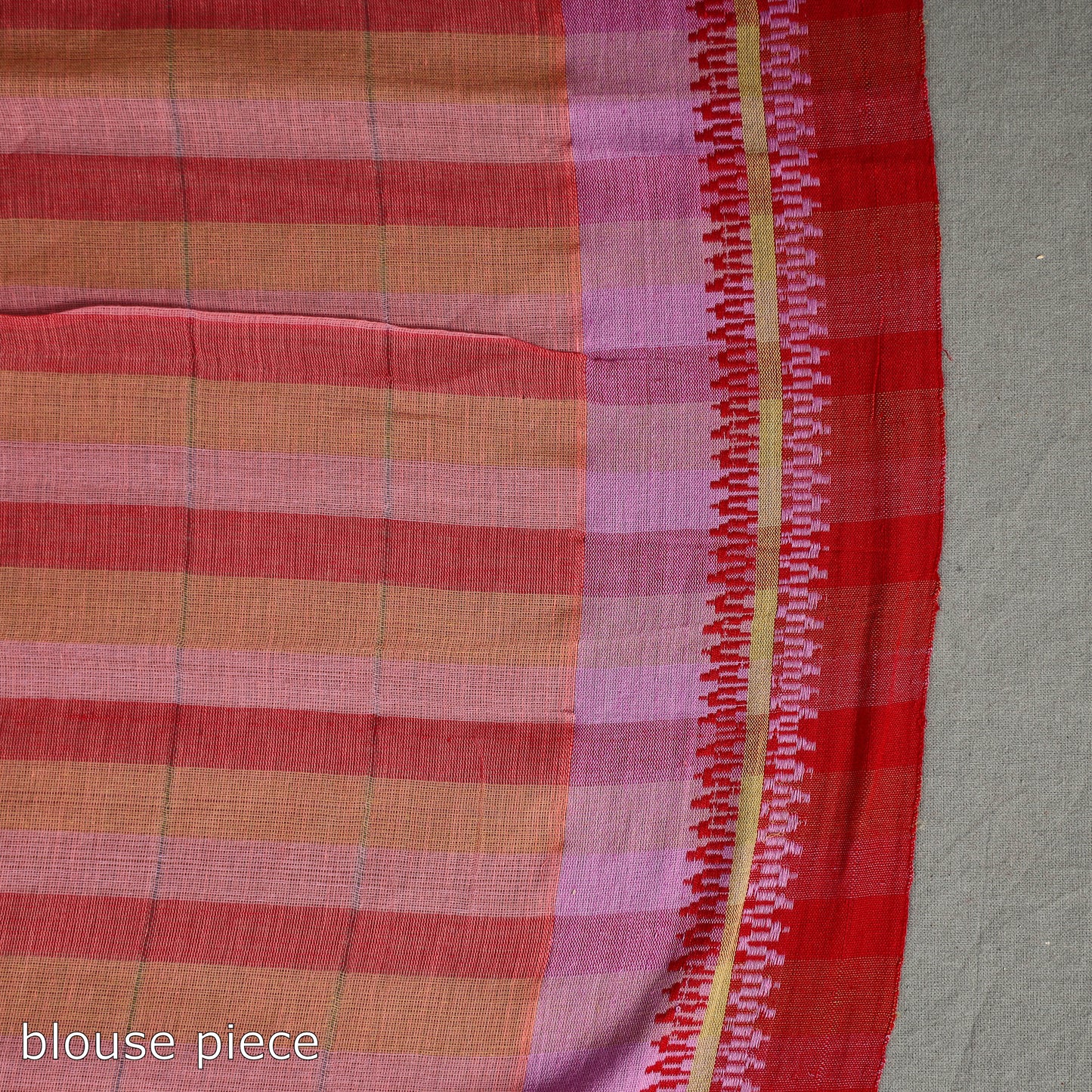 Pink - Turned Weft Circuit Cotton Handloom Saree 17