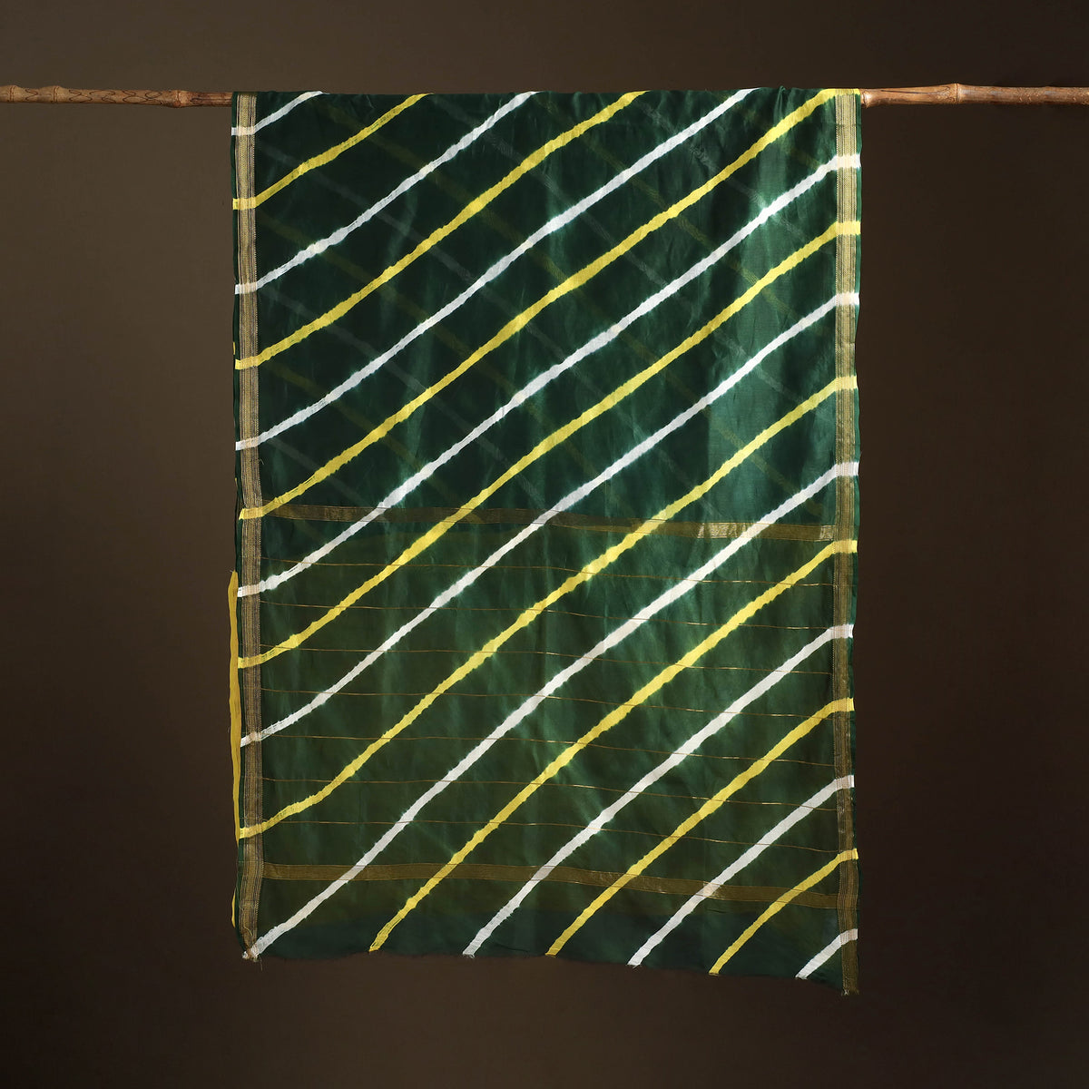 Chanderi Silk Leheriya Tie-Dye Saree with Zari Border 11