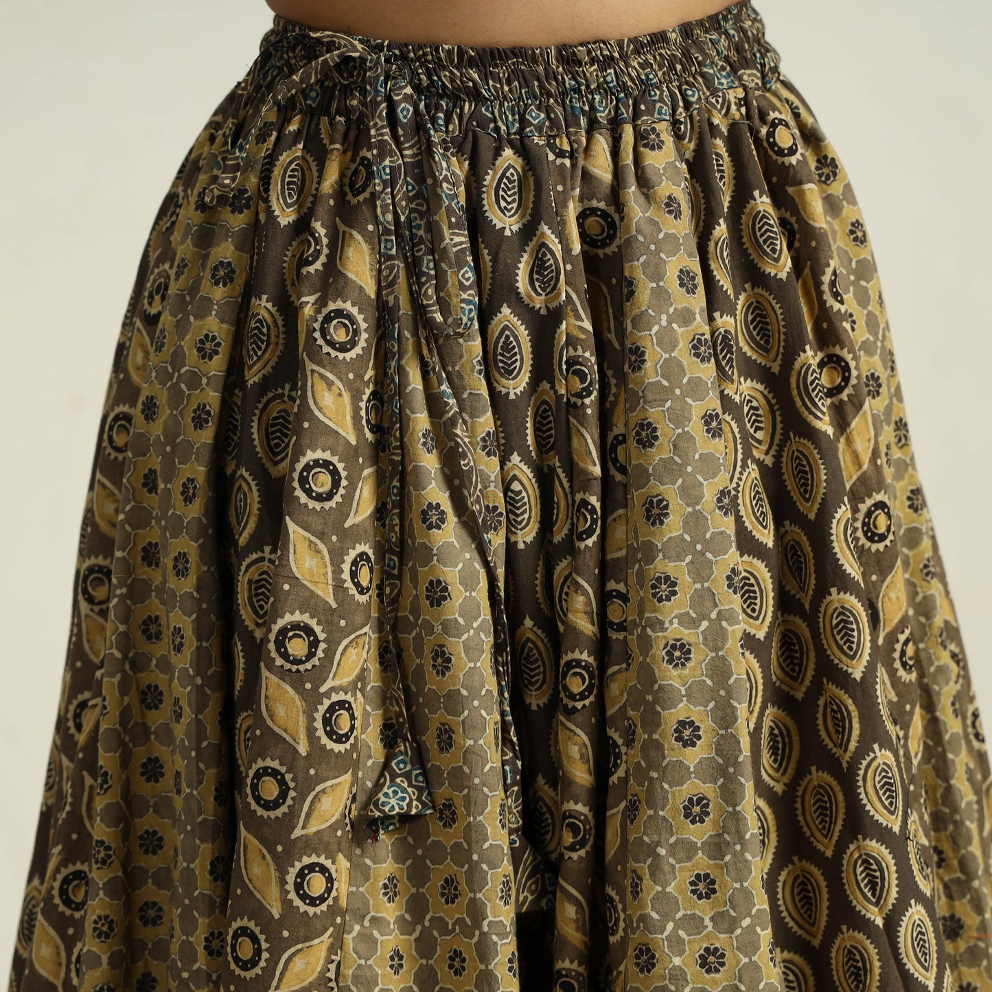 Brown - Kutch Block Printed 24 Kali Cotton Long Skirt 12