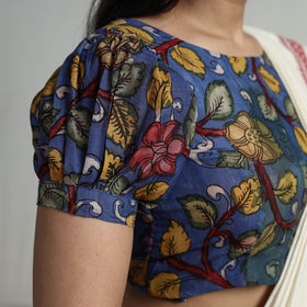 Blue - srikalahasti handpainted penwork kalamkari chanderi