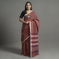 Maroon - Pure Handloom Natural Dyed Checks Cotton Saree 21