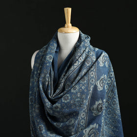 Ajrakh Hand Block Print Natural Dyed Handwoven Acrylic Wool Shawl 33