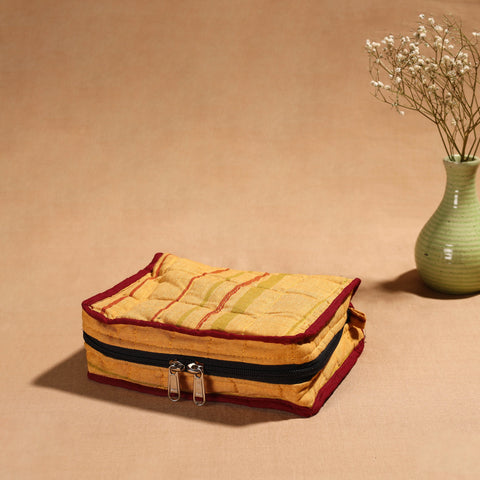  Yellow Handmade 4 Pockets Cotton Jewellery Bag