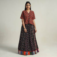 Multicolor - Kutch Block Printed 24 Kali Cotton Long Skirt 24