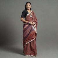 Maroon - Pure Handloom Natural Dyed Checks Cotton Saree 21