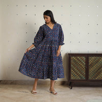 Block Printed Cotton Flare Jahota Dress 10