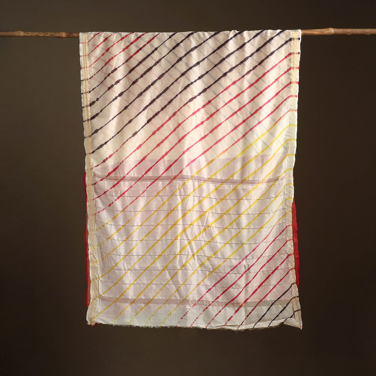 Chanderi Silk Leheriya Tie-Dye Saree with Zari Border 10