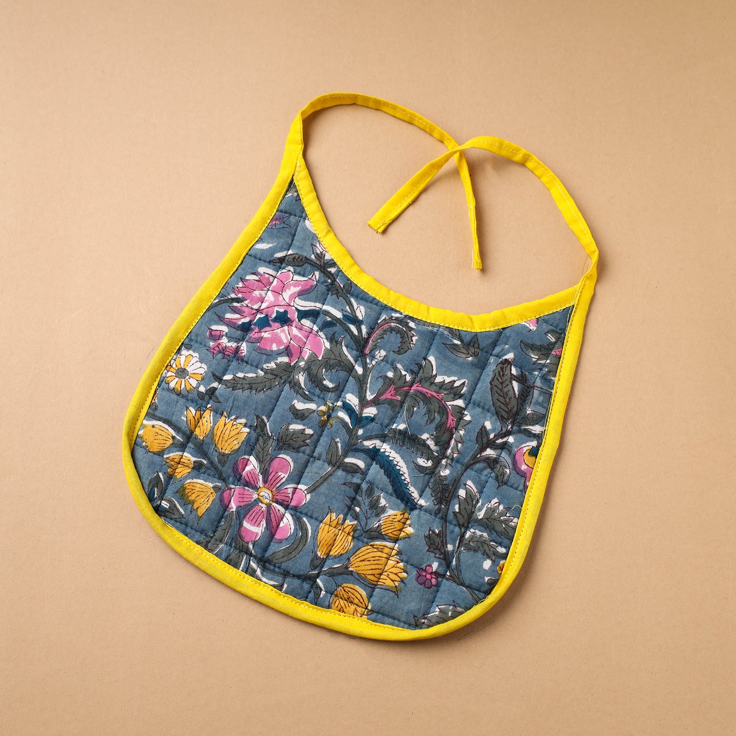 Grey Handmade Cotton Baby Bib