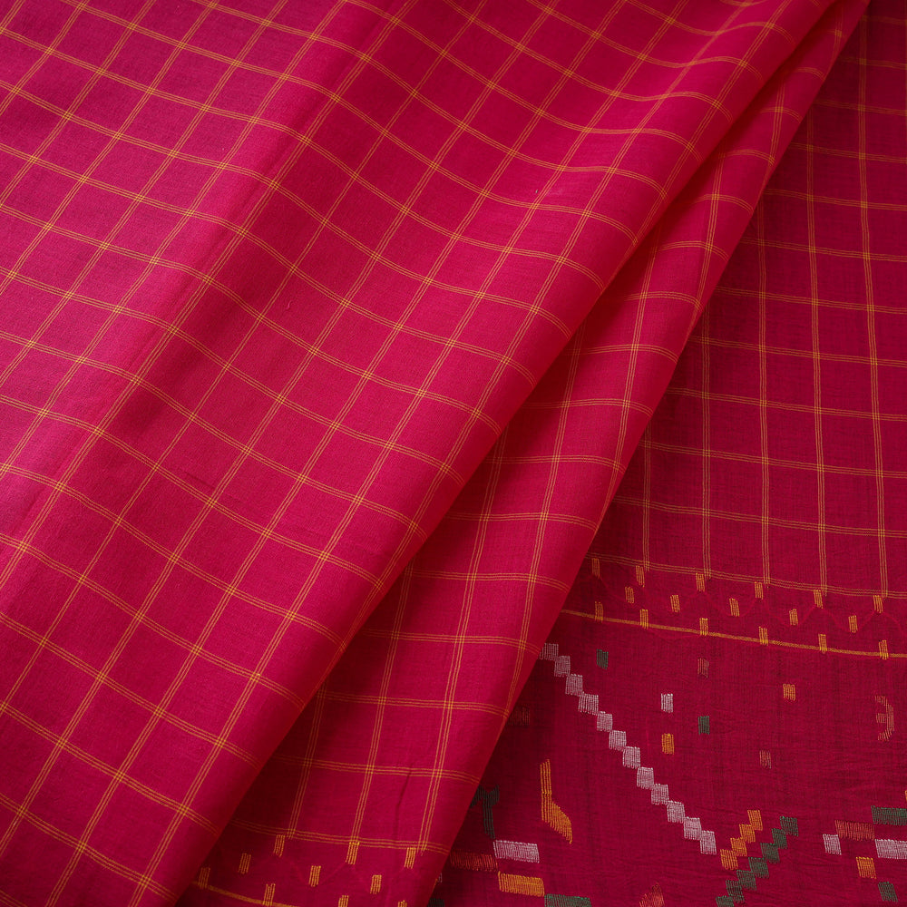 Pink - Pure Handloom Cotton Bengal Jamdani Fabric 22