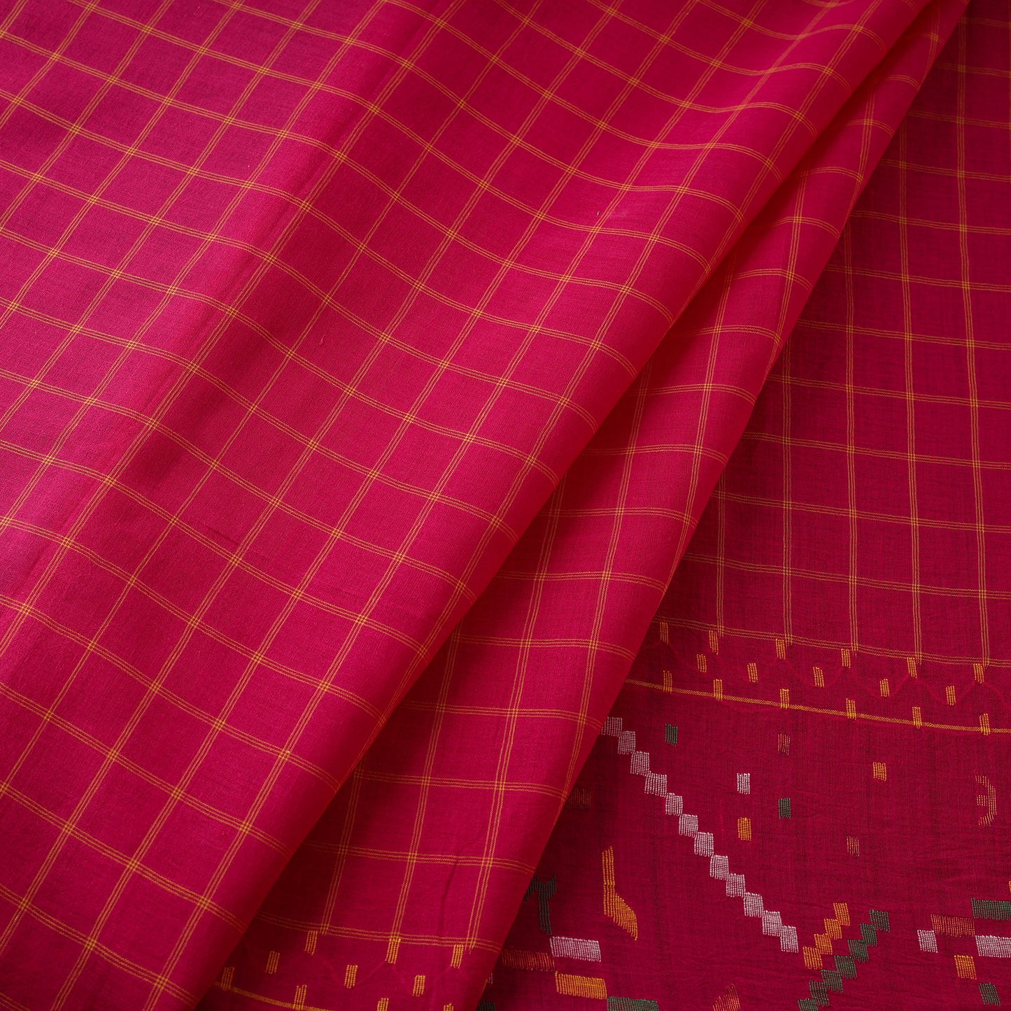 Pink - Pure Handloom Cotton Bengal Jamdani Fabric 22