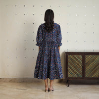 Blue - Block Printed Cotton Flare Jahota Dress 10