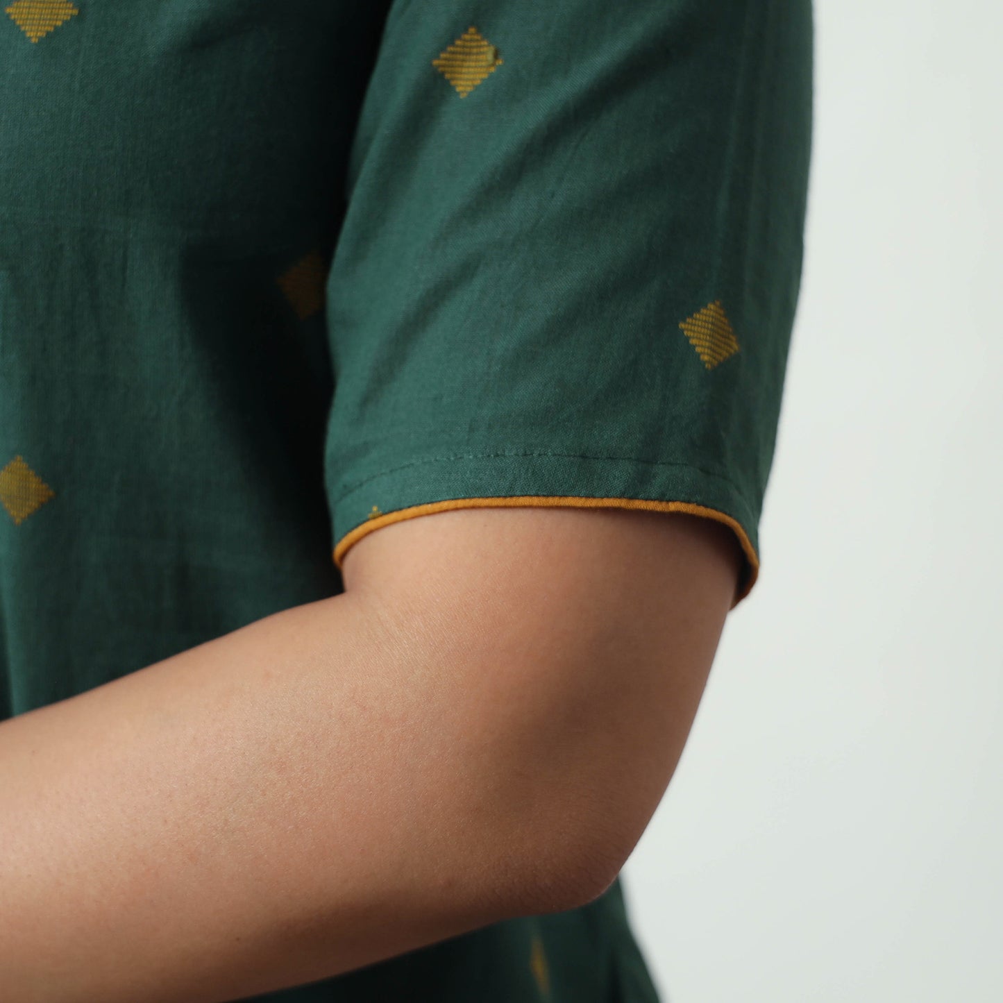 Green - Jacquard Cotton A-Line Kurta 18