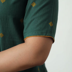 Green - Jacquard Cotton A-Line Kurta 18