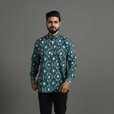 Kantha Stitch Cotton Short Sanganeri Kurta for Men 02