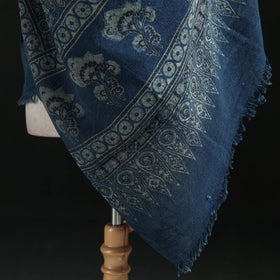 Ajrakh Hand Block Print Natural Dyed Handwoven Acrylic Wool Shawl 33