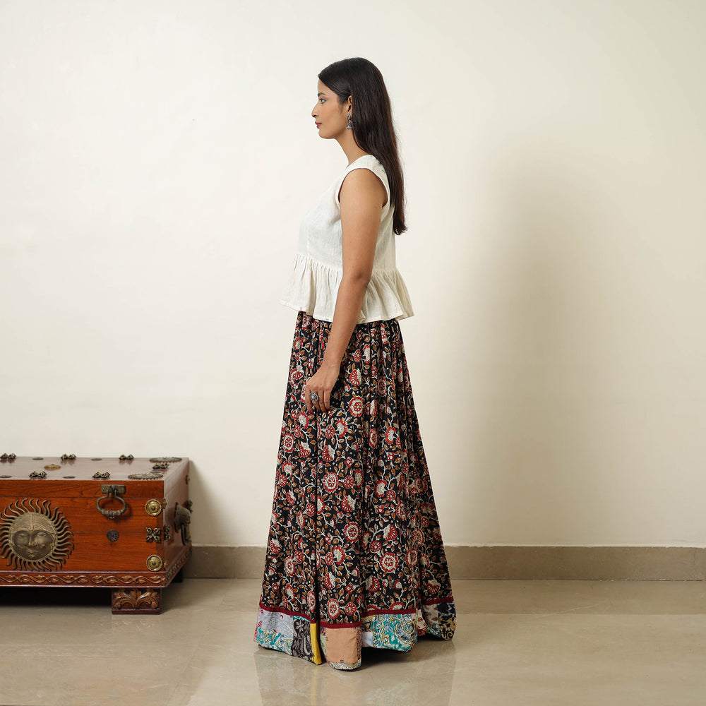 Multicolor - Hand Block Printed Cotton Long Bagru Skirt 08