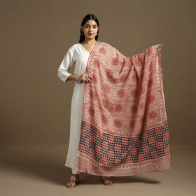 Beige - Block Print Mul Cotton Bagru Dupatta 19