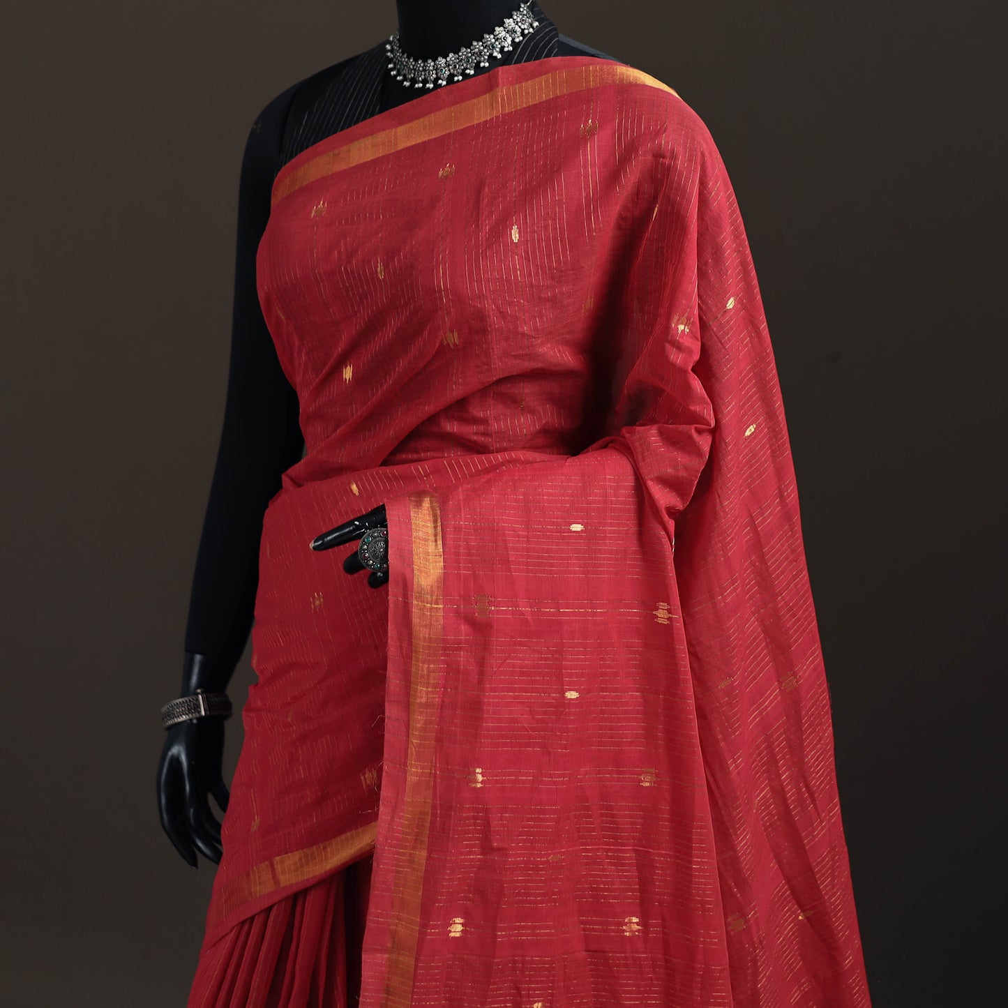 Srikakulam Jamdani Buti Zari Pure Handloom Cotton Saree 18