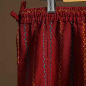 Maroon - cotton flared jacquard weave palazzo 05