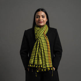 Green Kutch Weaving Handwoven Bharwadi Checks Woollen Stole