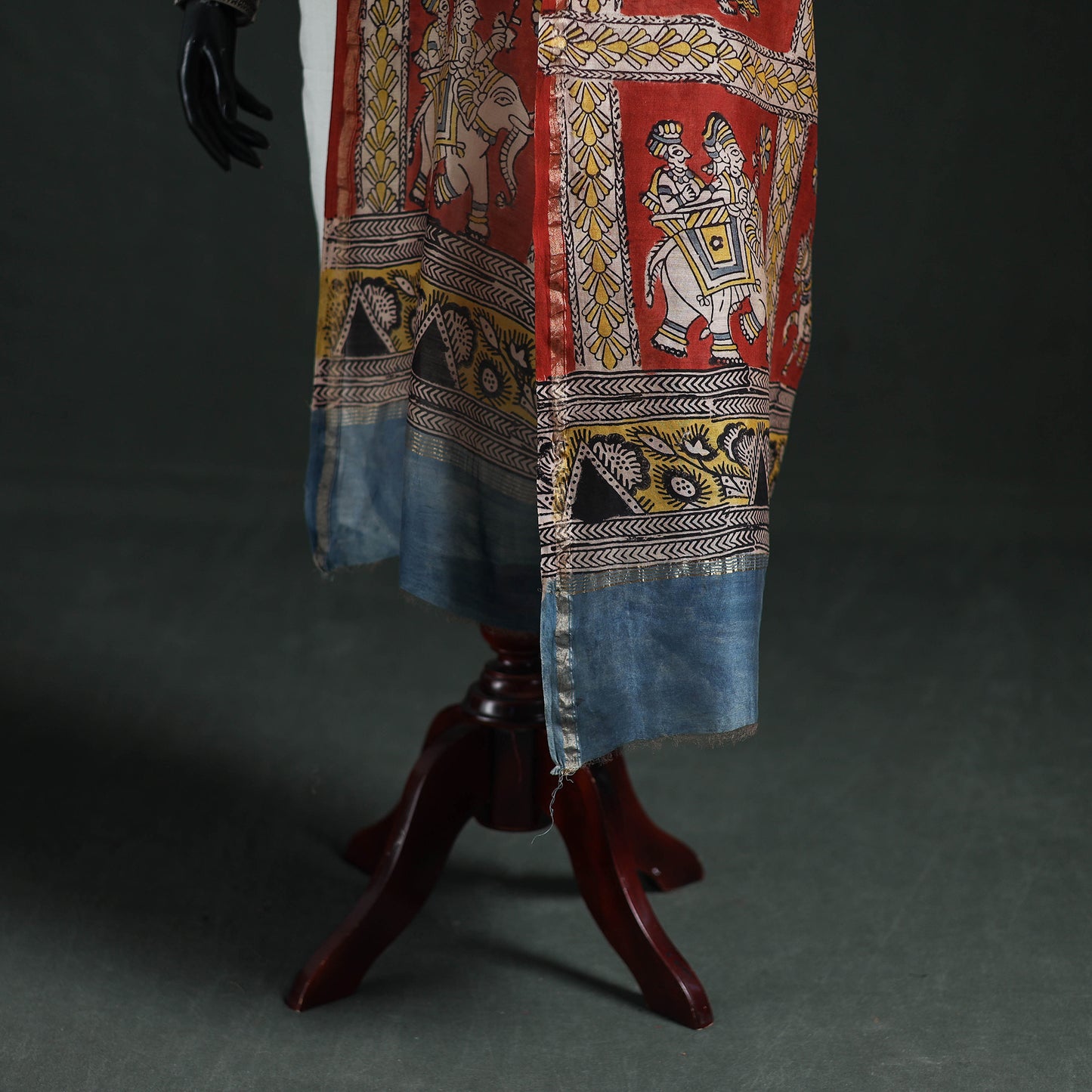 Mata Ni Pachedi Handpainted Natural Dyed Chanderi Silk Handloom Dupatta 28
